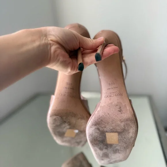 JIMMY CHOO Azia 95 Ballet Pink Patent Leather Sandals $895 40.5 - Picture 7 of 16